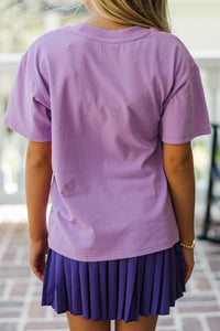 Girls: Smiley Floral Lavender Graphic Tee