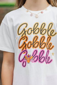 Girls: Gobble Gobble Gobble White Graphic Tee