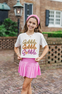 Girls: Gobble Gobble Gobble White Graphic Tee