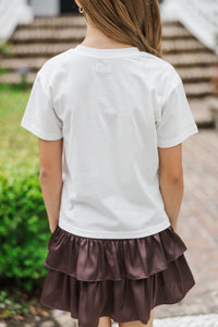 Girls: Good Mood Club Leopard Smiles White Graphic Tee