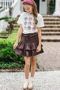 Girls: Good Mood Club Leopard Smiles White Graphic Tee