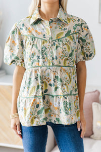 NURSING COLLECTION: Giving Your All Taupe Floral Blouse
