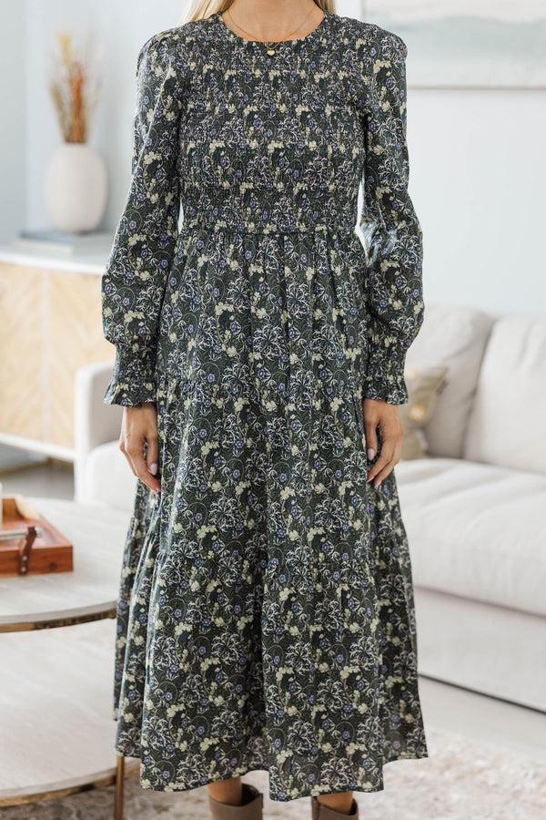 NURSING COLLECTION: Best Day Olive Toile Midi Dress