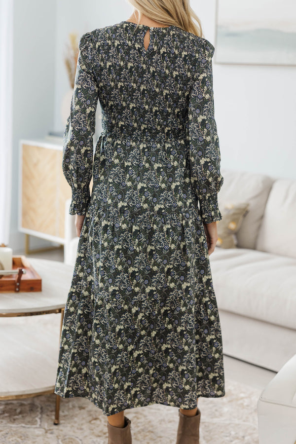 NURSING COLLECTION: Best Day Olive Toile Midi Dress