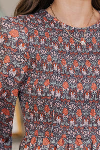 NURSING COLLECTION: Best Day Brown Abstract Midi Dress