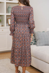 NURSING COLLECTION: Best Day Brown Abstract Midi Dress