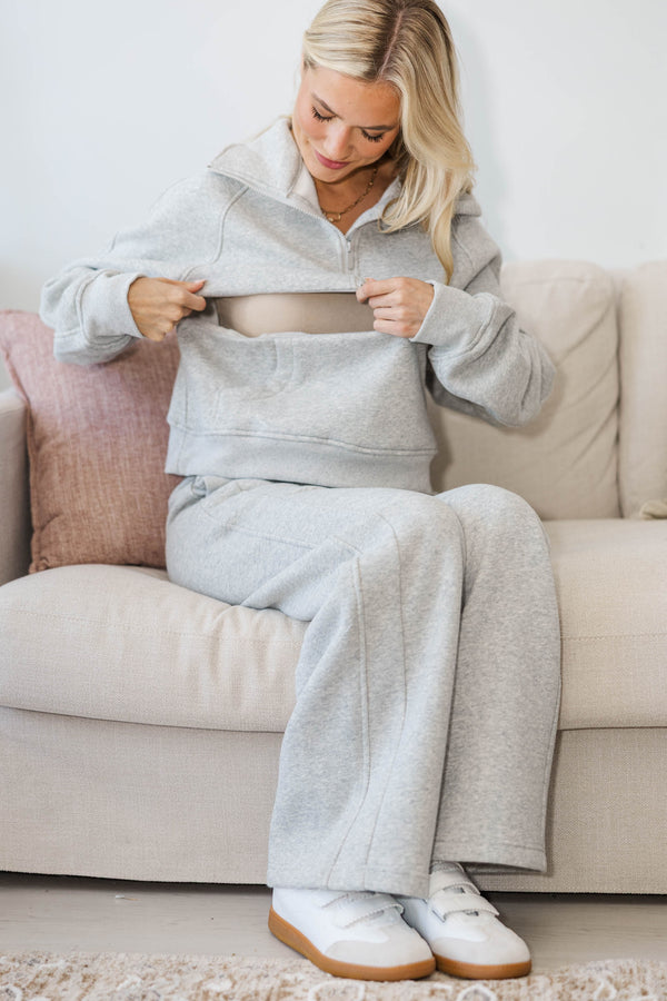 NURSING COLLECTION: Love In Every Layer Heather Gray Pullover