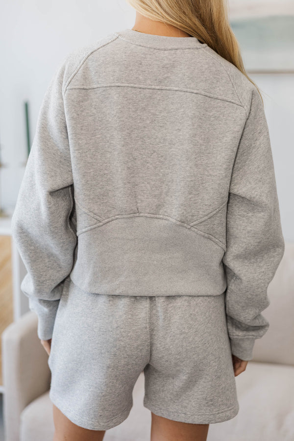 NURSING COLLECTION: Hold Me Near Heather Grey Pullover