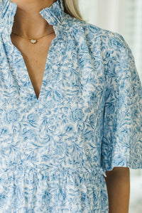 NURSING COLLECTION: Feeling Your Best Blue Toile Babydoll Dress