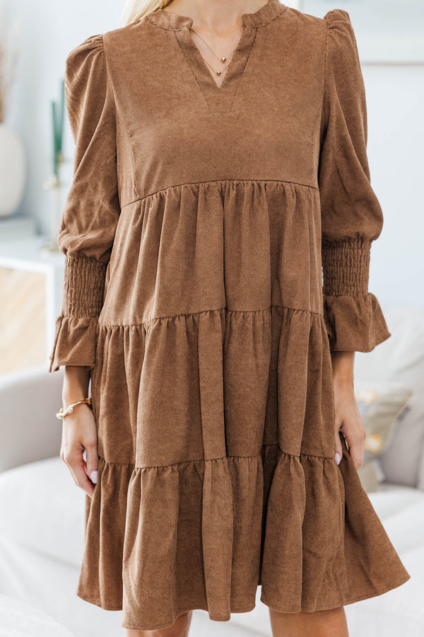 NURSING COLLECTION: In Your Happy Place Brown Corduroy Dress