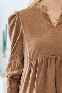 NURSING COLLECTION: In Your Happy Place Brown Corduroy Dress