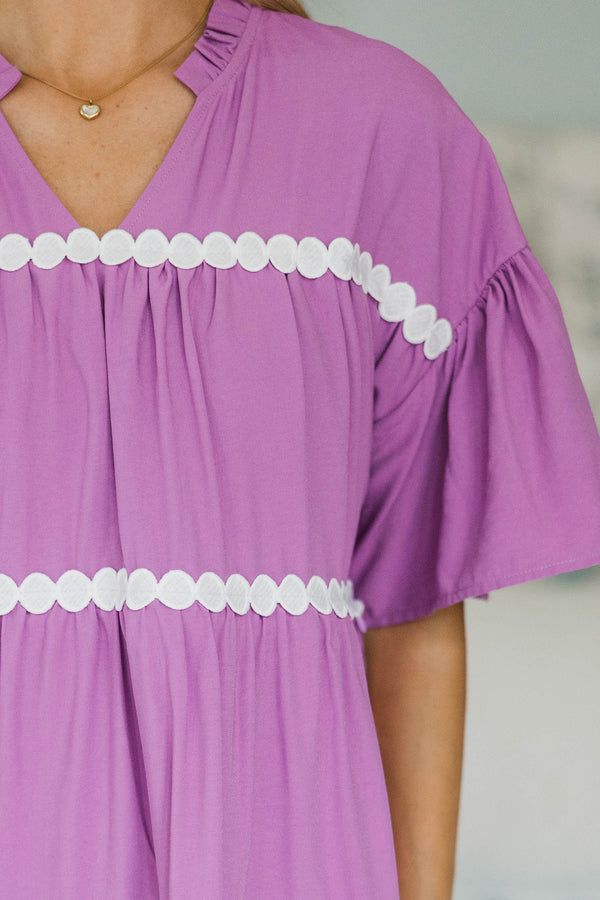 NURSING COLLECTION: Just Can't Lose Plum Rickrack Dress