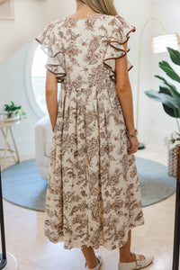 NURSING COLLECTION: Closer Than Ever Brown Toile Midi Dress