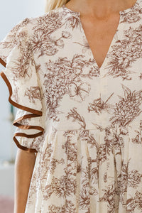 NURSING COLLECTION: Closer Than Ever Brown Toile Midi Dress
