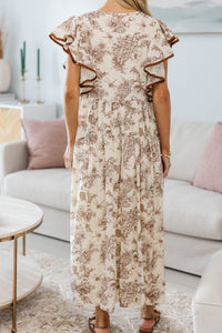 NURSING COLLECTION: Closer Than Ever Brown Toile Midi Dress