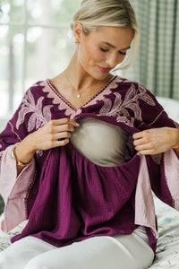 NURSING COLLECTION: Work On It Plum Printed Blouse