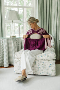 NURSING COLLECTION: Work On It Plum Printed Blouse