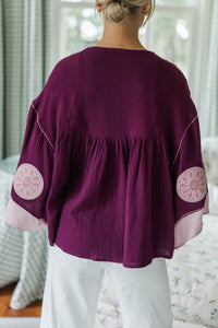 NURSING COLLECTION: Work On It Plum Printed Blouse