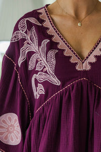 NURSING COLLECTION: Work On It Plum Printed Blouse
