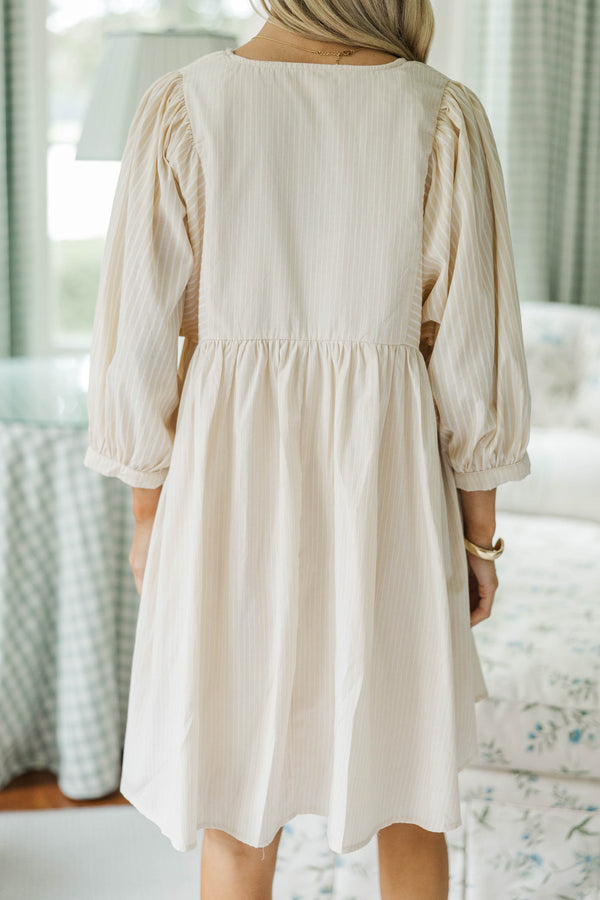 NURSING COLLECTION: Through The Years Brown Striped Babydoll Dress