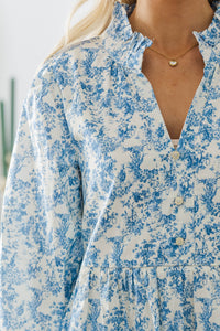 NURSING COLLECTION: A Timeless Love Blue Toile Babydoll Dress