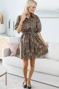 NURSING COLLECTION: Making Plans Olive Floral Dress