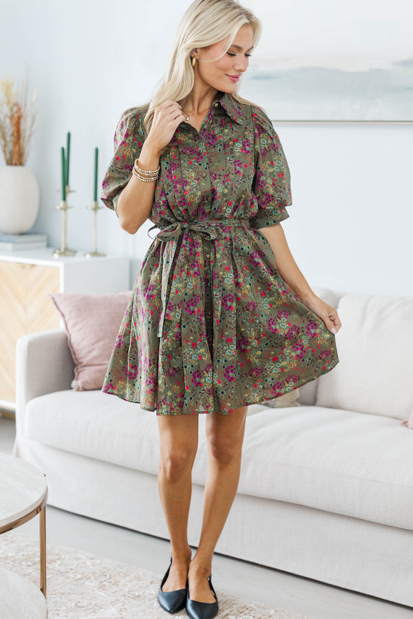 NURSING COLLECTION: Making Plans Olive Floral Dress