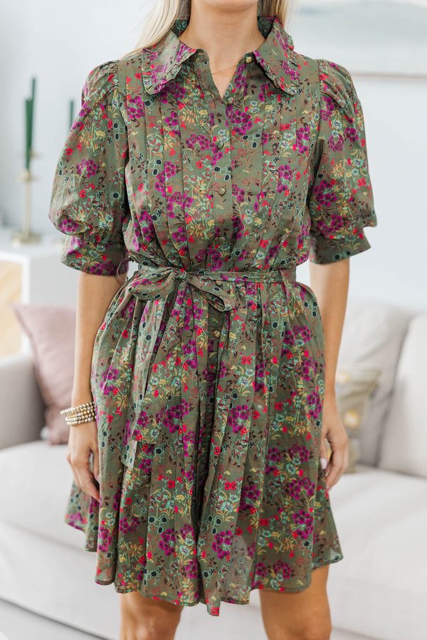 NURSING COLLECTION: Making Plans Olive Floral Dress