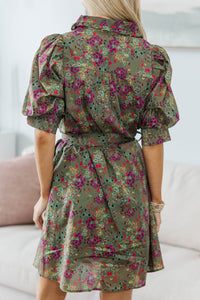 NURSING COLLECTION: Making Plans Olive Floral Dress