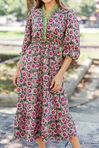 Our Love Grows Sage Floral Midi Dress