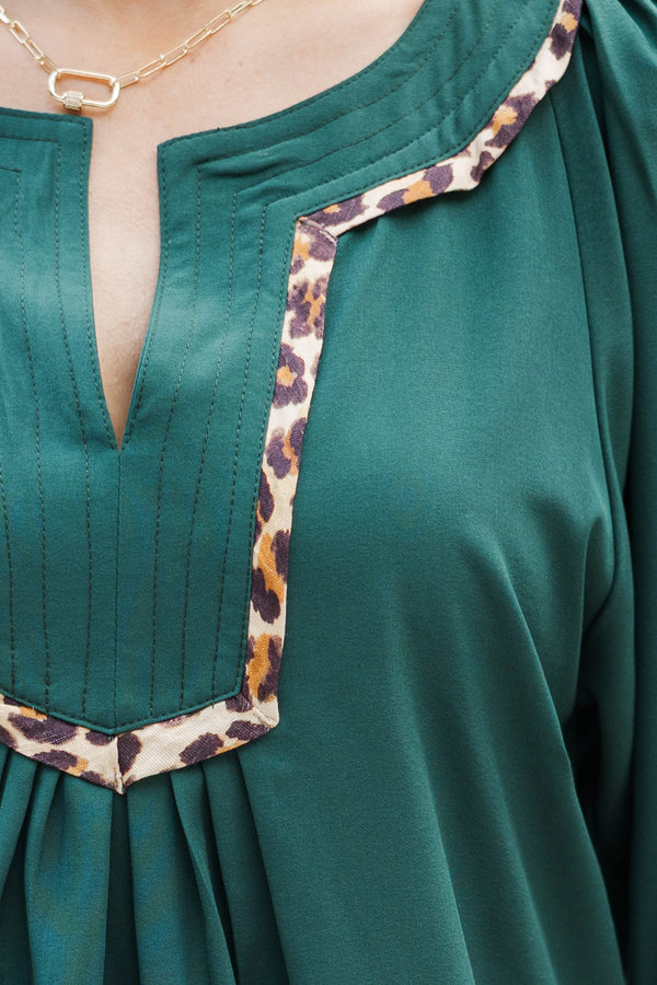 A Touch Of Sass Green Leopard Lined Dress