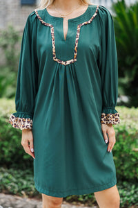 A Touch Of Sass Green Leopard Lined Dress