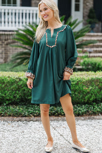 A Touch Of Sass Green Leopard Lined Dress