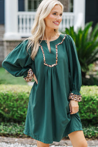 A Touch Of Sass Green Leopard Lined Dress