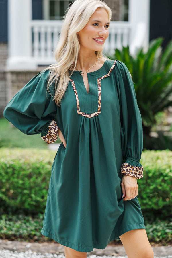 A Touch Of Sass Green Leopard Lined Dress
