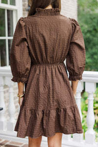 Come My Way Brown Textured Dress
