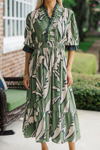 The Meadows Sage Floral Midi Dress