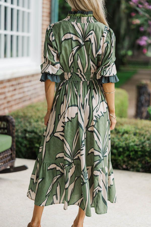 The Meadows Sage Floral Midi Dress