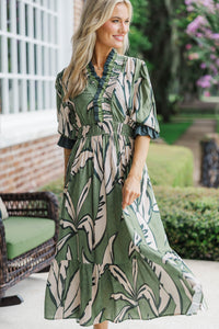 The Meadows Sage Floral Midi Dress