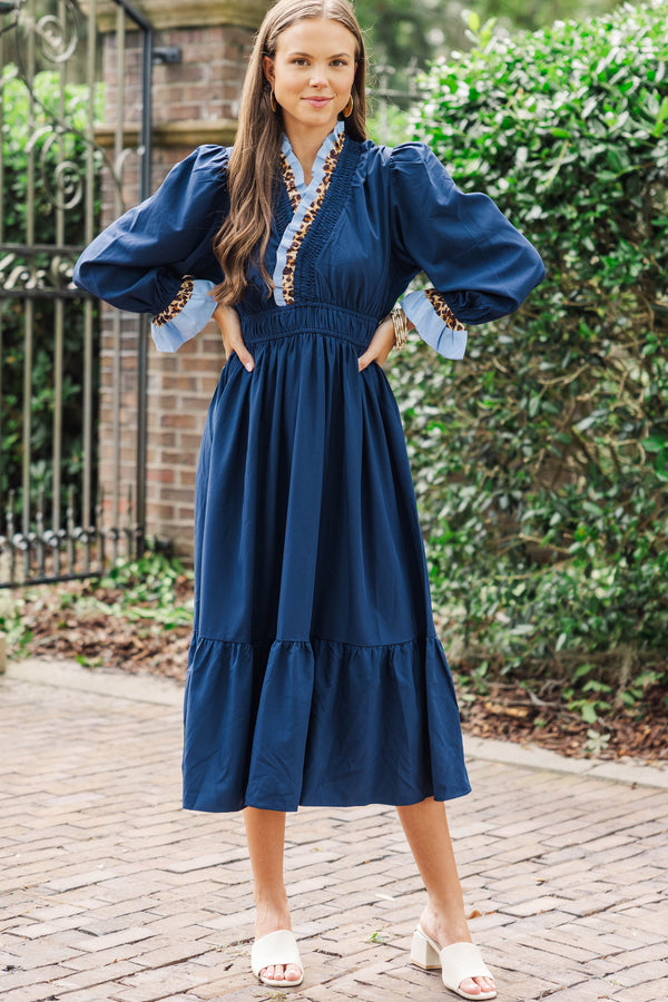 Inner Beauty Shines Navy Midi Dress
