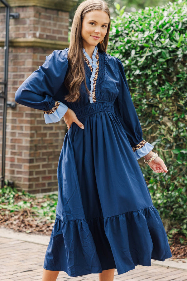 Inner Beauty Shines Navy Midi Dress, Large - The Mint Julep Boutique