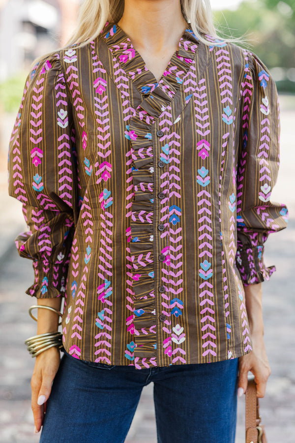 Freshly Picked Brown Floral Blouse