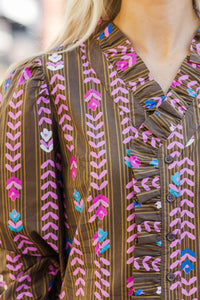 Freshly Picked Brown Floral Blouse