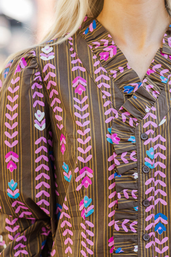 Freshly Picked Brown Floral Blouse