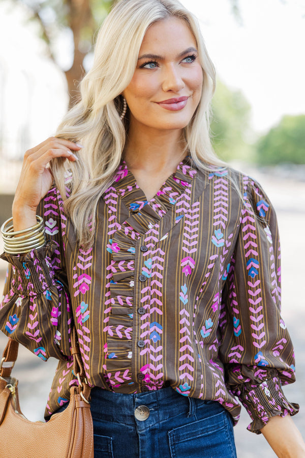 Freshly Picked Brown Floral Blouse