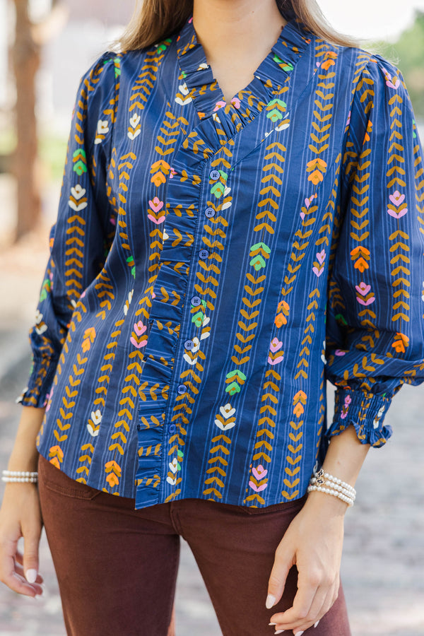 Freshly Picked Navy Floral Blouse