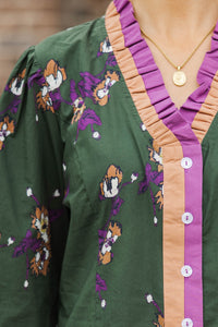 In Her Moment Olive Floral Blouse
