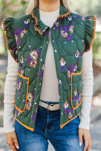 In The Best Way Olive Floral Vest