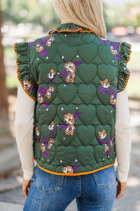 In The Best Way Olive Floral Vest