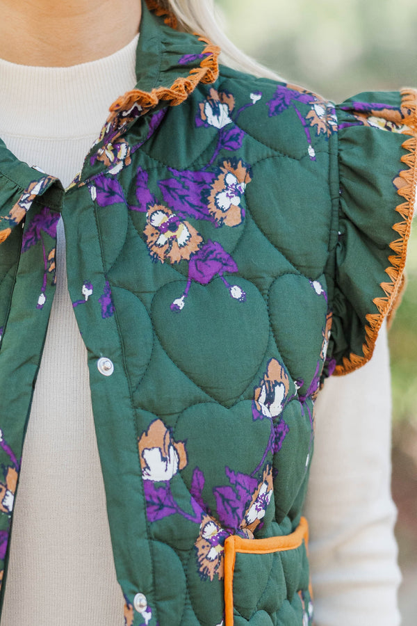 In The Best Way Olive Floral Vest